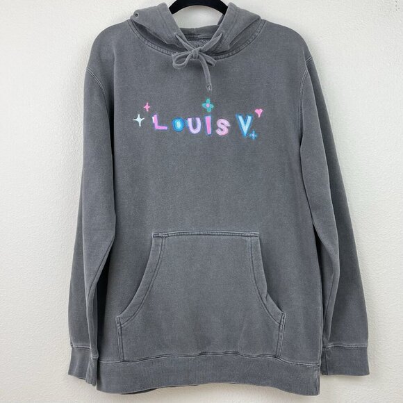 Mega Yacht Unisex Medium Louis Grey Hoodie Sweatshirt Embroidered Colorful - Picture 1 of 16